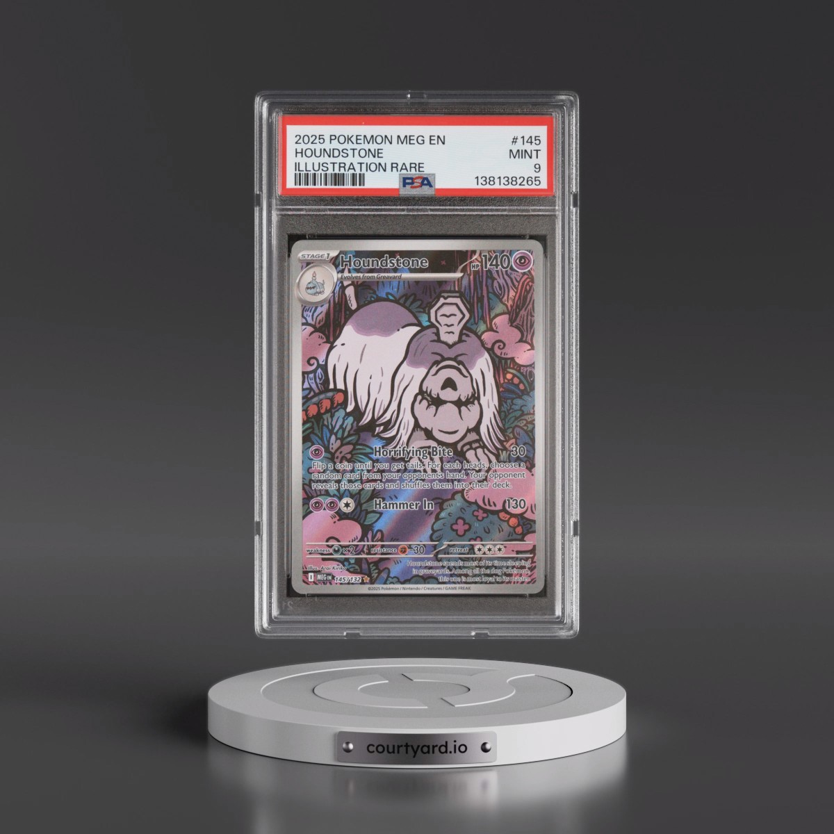 2025 Pokémon Meg EN-Mega Evolution #145 Houndstone - Illustration Rare (PSA 9 MINT)
