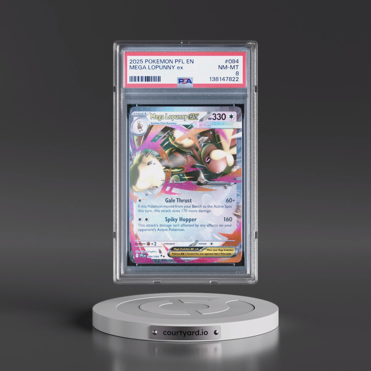 2025 Pokémon Pfl EN-Phantasmal Flames #084 Mega Lopunny EX - Holo (PSA 8 NM-MT)