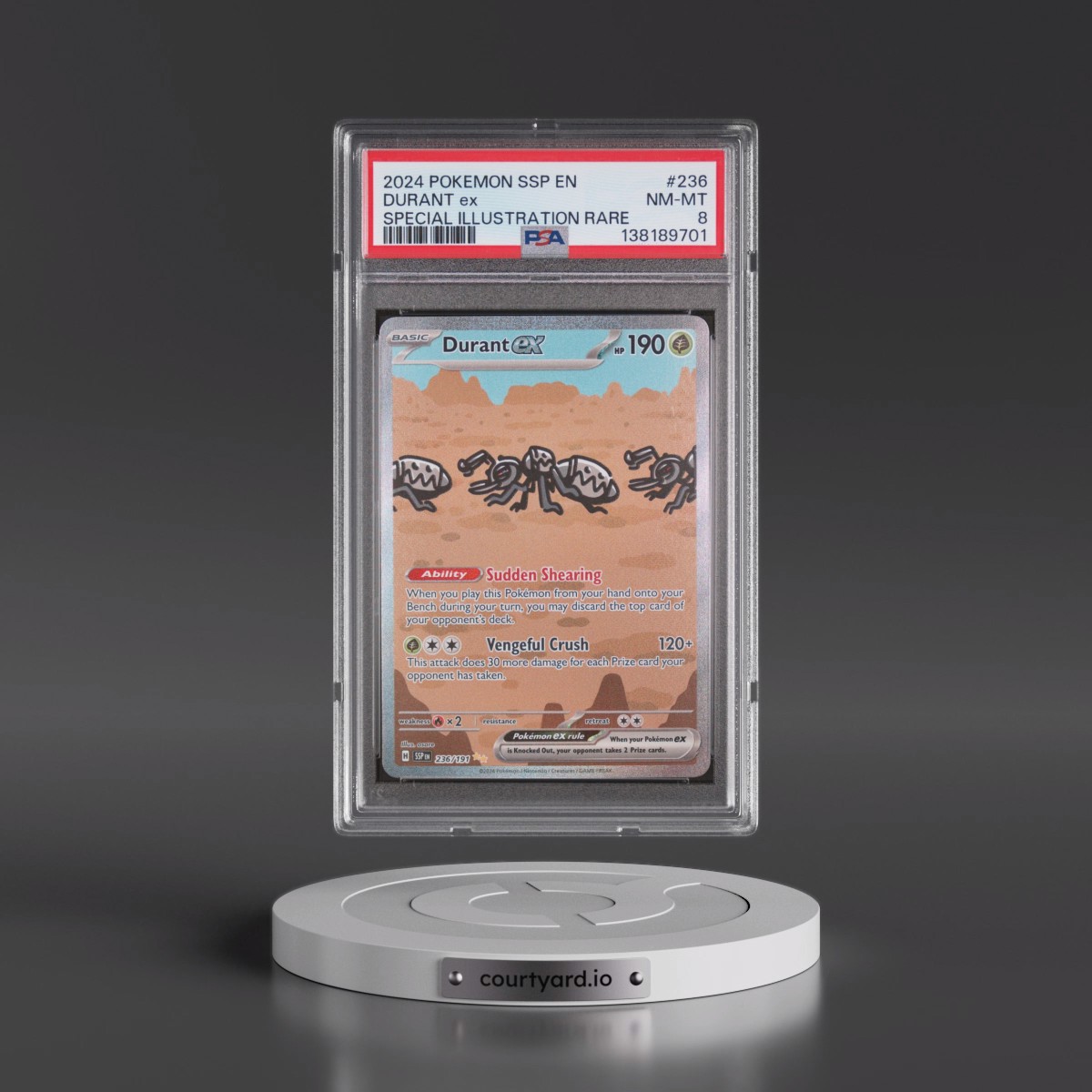 2024 Pokémon Ssp EN-Surging Sparks #236 Durant EX - Holo Special Illustration Rare (PSA 8 NM-MT)