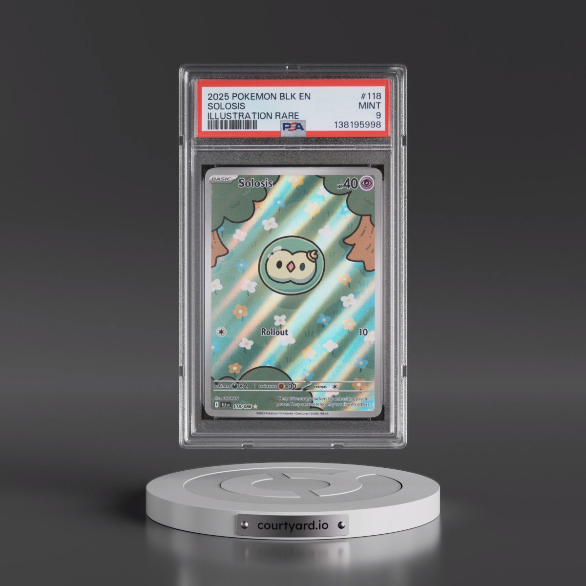 2025 Pokémon Blk EN-Black Bolt #118 Solosis - Illustration Rare (PSA 9 MINT)