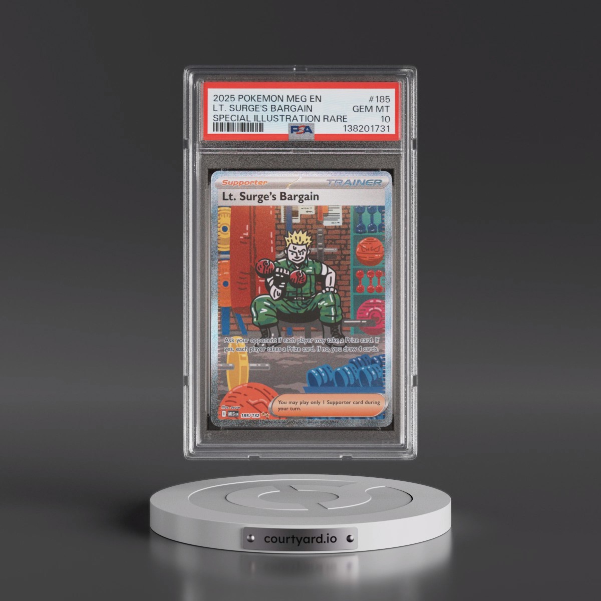 2025 Pokémon Meg EN-Mega Evolution #185 LT. Surge's Bargain - Special Illustration Rare (PSA 10 GEM MINT)