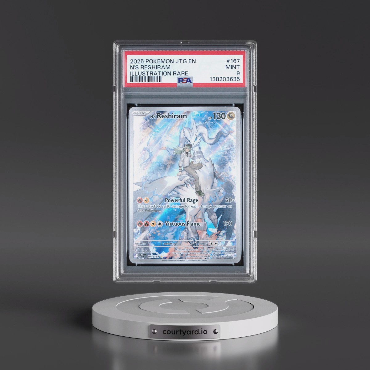 2025 Pokémon Jtg EN-Journey Together #167 N's Reshiram - Illustration Rare (PSA 9 MINT)