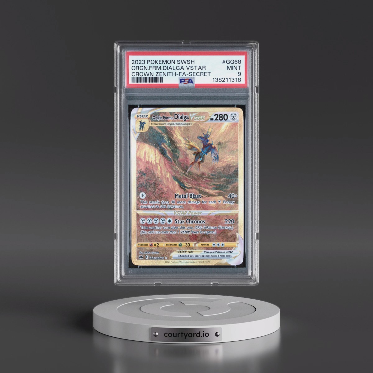 2023 Pokémon Sword and Shield Crown Zenith #GG68 Origin Forme Dialga Vstar - Full Art Secret (PSA 9 MINT)