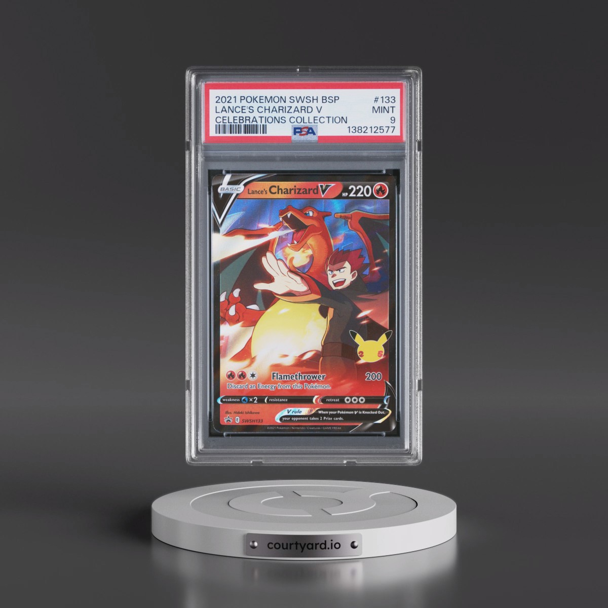 2021 Pokémon Swsh Black Star Promo #133 Lance's Charizard V - Holo Celebrations Collection (PSA 9 MINT)