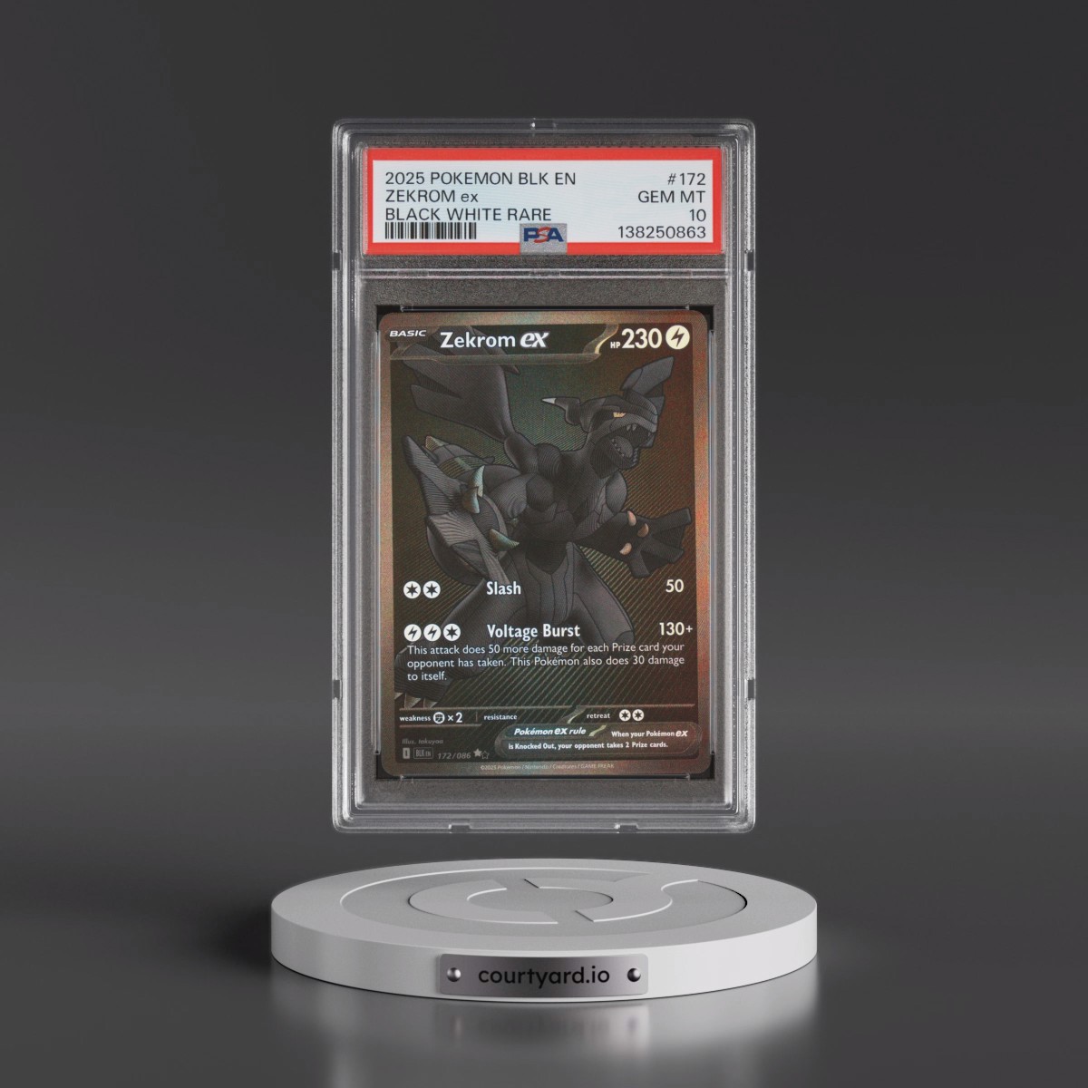 2025 Pokémon Blk EN-Black Bolt #172 Zekrom EX - Holo Black White Rare (PSA 10 GEM MINT)