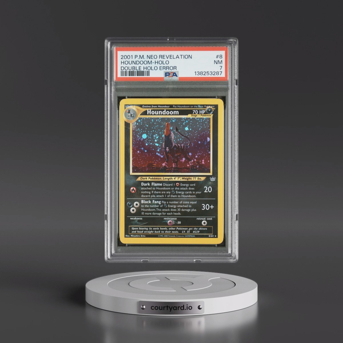 2001 Pokémon Neo Revelation #8 Houndoom - Double Holo Error (PSA 7 NM)