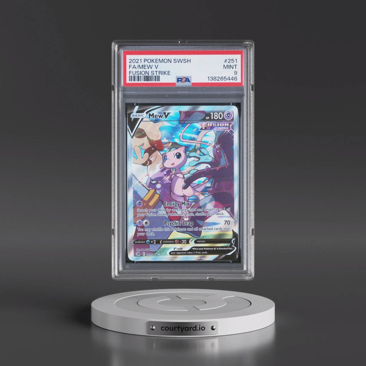2021 Pokémon Sword & Shield Fusion Strike #251 Mew V - Holo Full Art (PSA 9 MINT)