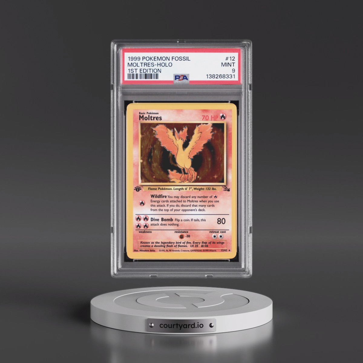 1999 Pokémon Fossil #12 Moltres - 1st Edition Holo (PSA 9 MINT)