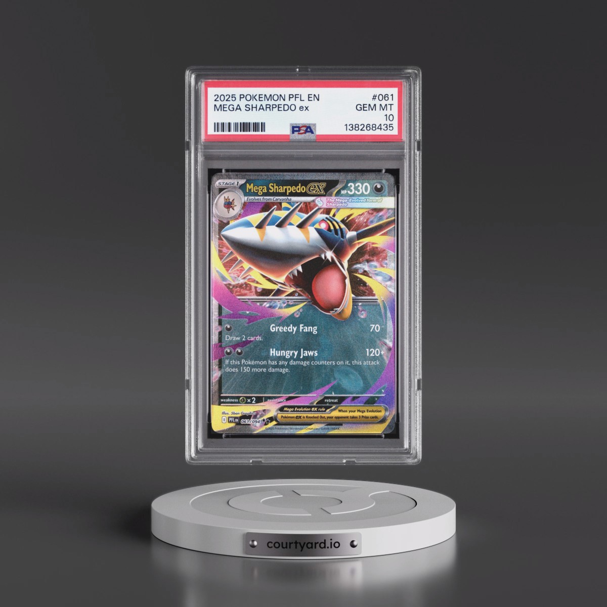 2025 Pokémon Pfl EN-Phantasmal Flames #061 Mega Sharpedo EX - Holo (PSA 10 GEM MINT)