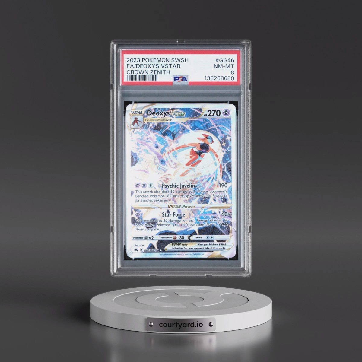 2023 Pokémon Sword and Shield Crown Zenith #GG46 Deoxys Vstar - Full Art (PSA 8 NM-MT)