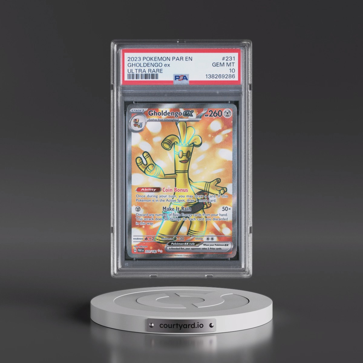 2023 Pokémon Par EN-Paradox Rift Gholdengo EX - Holo Ultra Rare #231 PSA 10