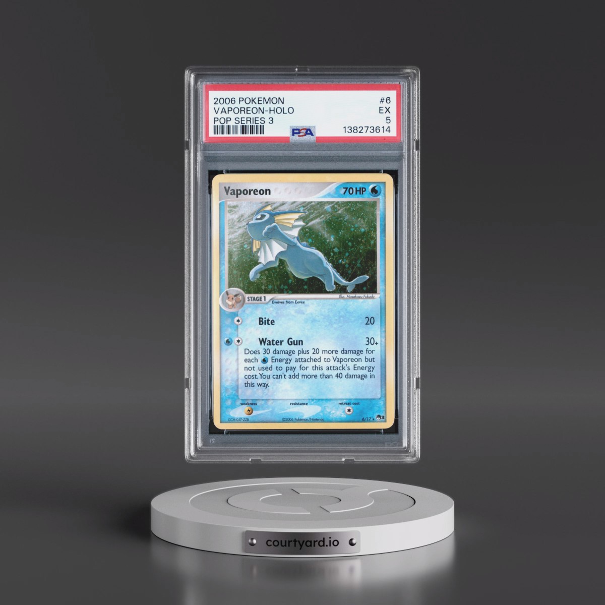 2006 Pokémon Pop Series 3 #6 Vaporeon - Holo (PSA 5 EX)