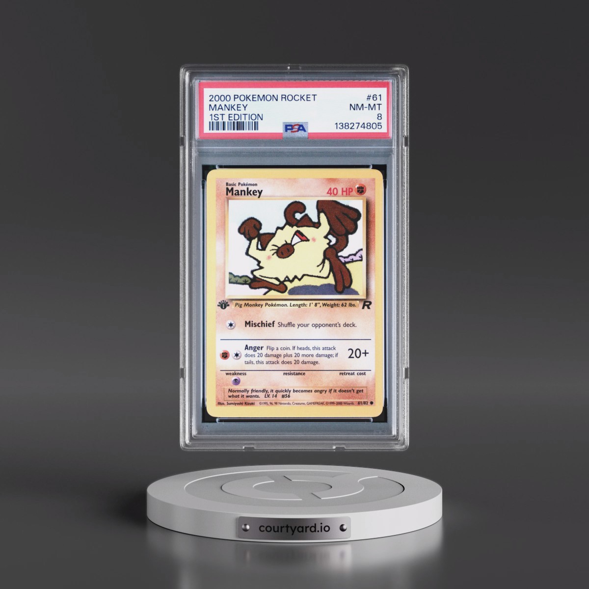 2000 Pokémon Rocket #61 Mankey - 1st Edition (PSA 8 NM-MT)