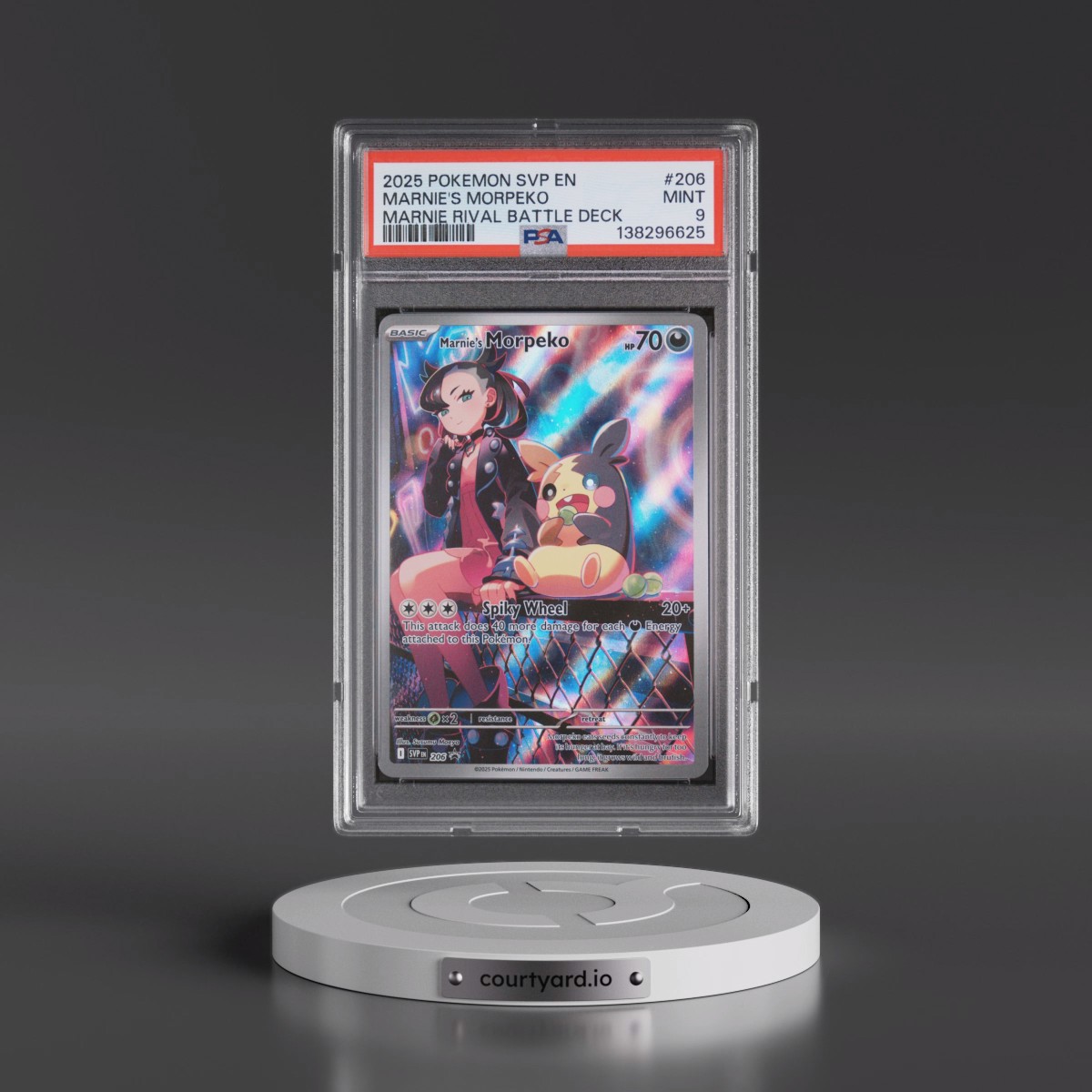 2025 Pokémon Svp EN-SV Black Star Promo #206 Marnie's Morpeko - Marnie Rival Battle Deck (PSA 9 MINT)
