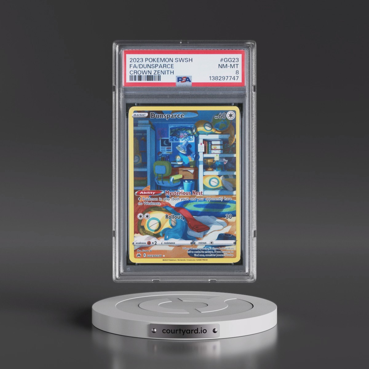 2023 Pokémon Sword and Shield Crown Zenith #GG23 Dunsparce - Full Art (PSA 8 NM-MT)