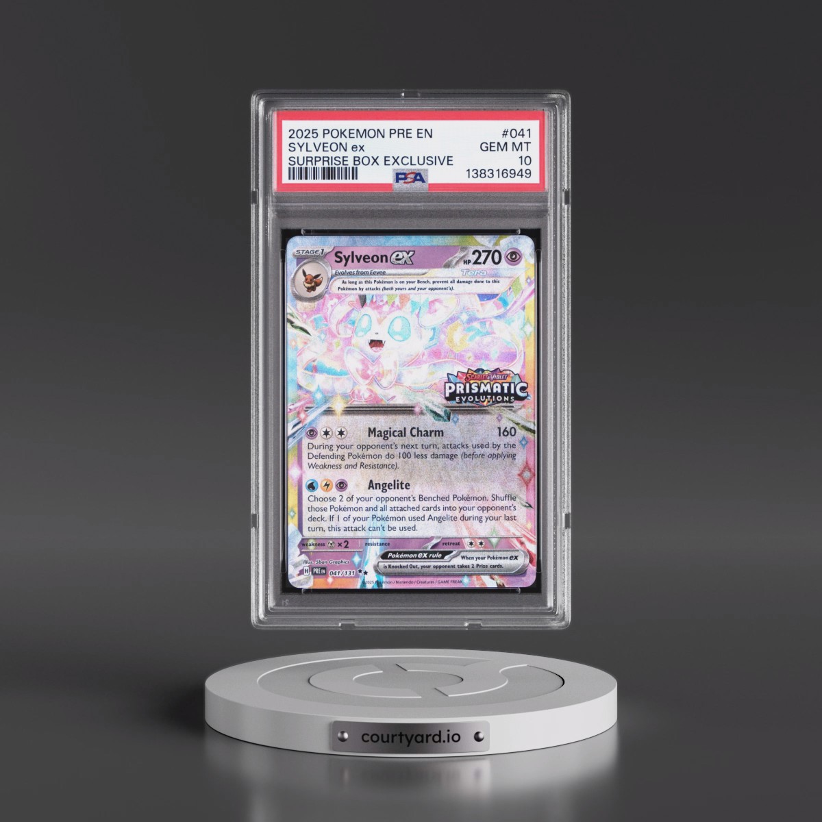 2025 Pokémon Pre EN-Prismatic Evolutions #041 Sylveon EX - Holo Surprise Box Exclusive (PSA 10 GEM MINT)