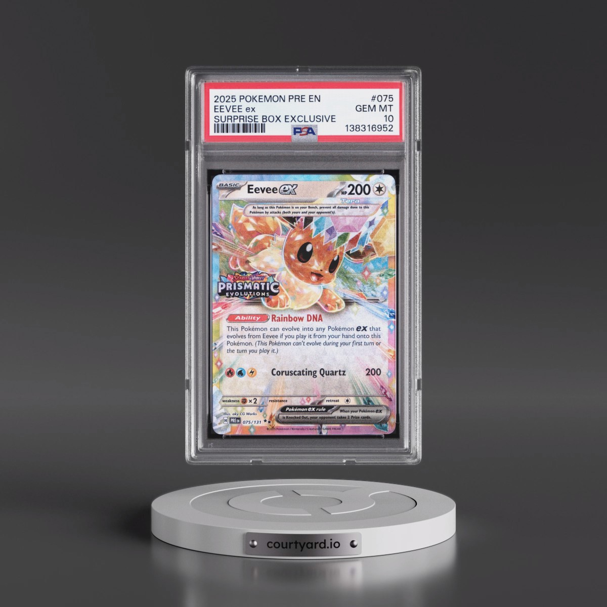 2025 Pokémon Pre EN-Prismatic Evolutions #075 Eevee EX - Holo Surprise Box Exclusive (PSA 10 GEM MINT)