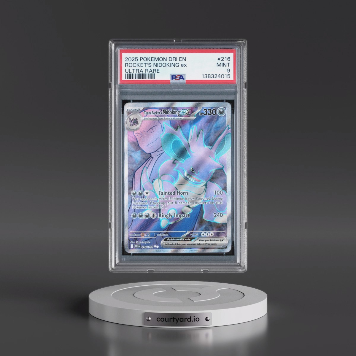 2025 Pokémon Dri EN-Destined Rivals #216 Team Rocket's Nidoking EX - Holo Ultra Rare (PSA 9 MINT)