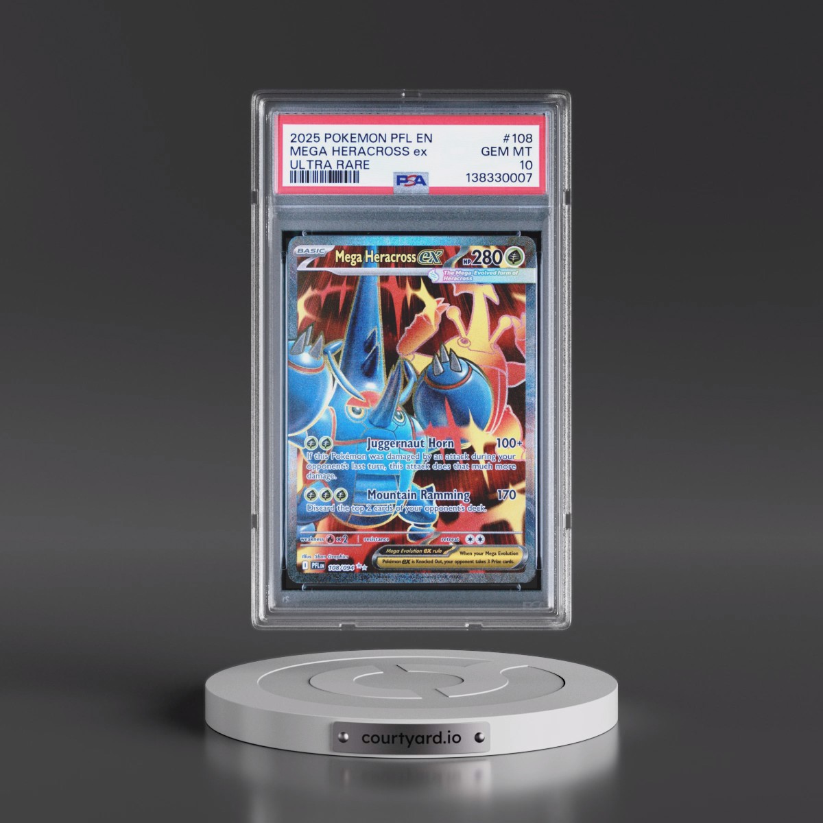 2025 Pokémon Pfl EN-Phantasmal Flames #108 Mega Heracross EX - Holo Ultra Rare (PSA 10 GEM MINT)