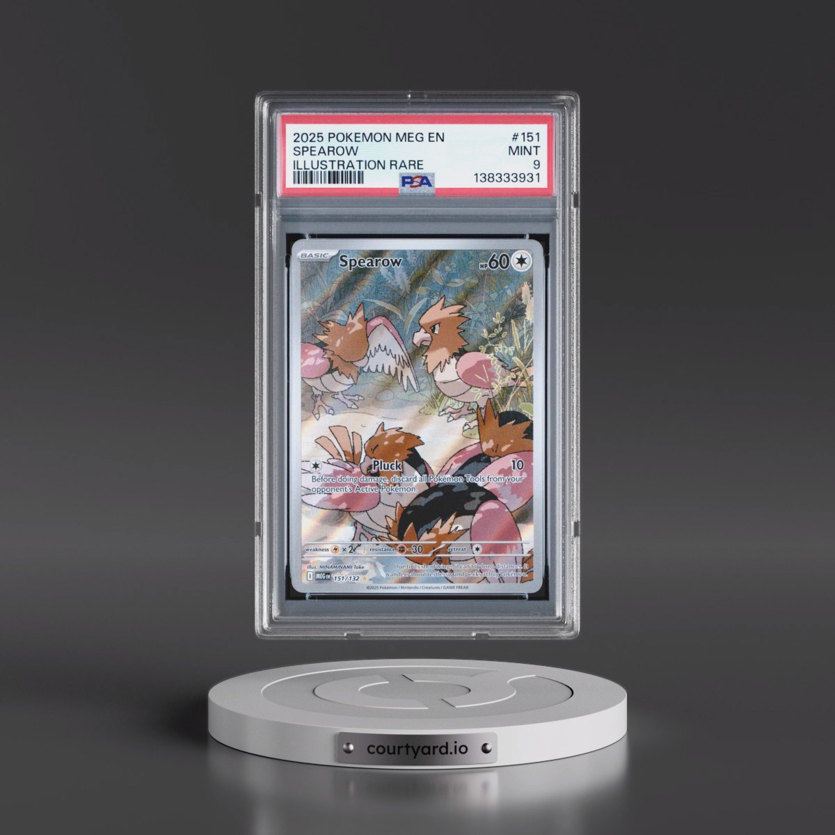 2025 Pokémon Meg EN-Mega Evolution #151 Spearow - Illustration Rare (PSA 9 MINT)