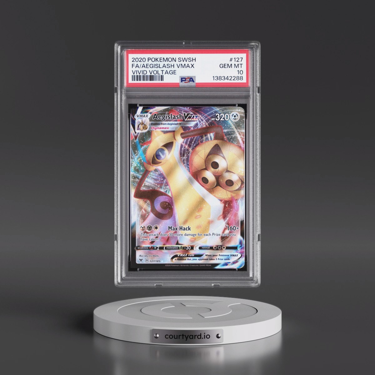 2020 Pokémon Sword & Shield Vivid Voltage #127 Aegislash Vmax - Full Art (PSA 10 GEM MINT)