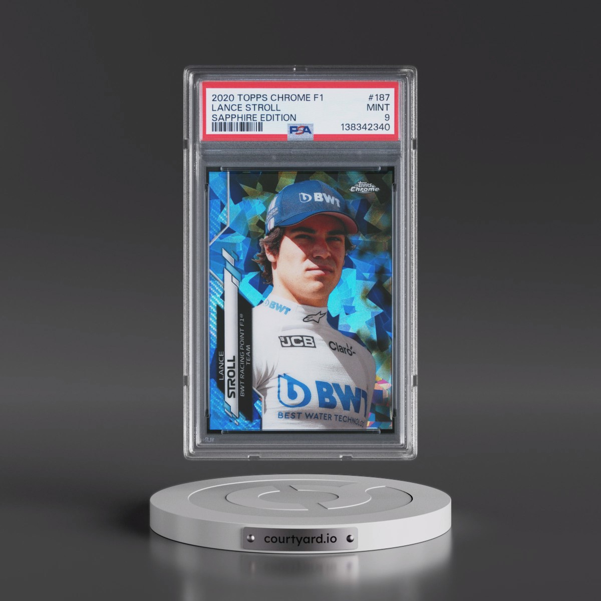 2020 Topps Chrome Formula 1 Sapphire Edition #187 Lance Stroll (PSA 9 MINT)