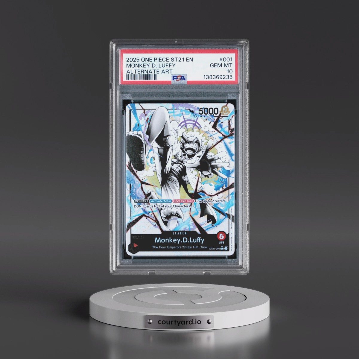 2025 One Piece Starter Deck ST21-EX Gear 5 #001 Monkey D. Luffy - Black & White Alternate Art (PSA 10 GEM MINT)