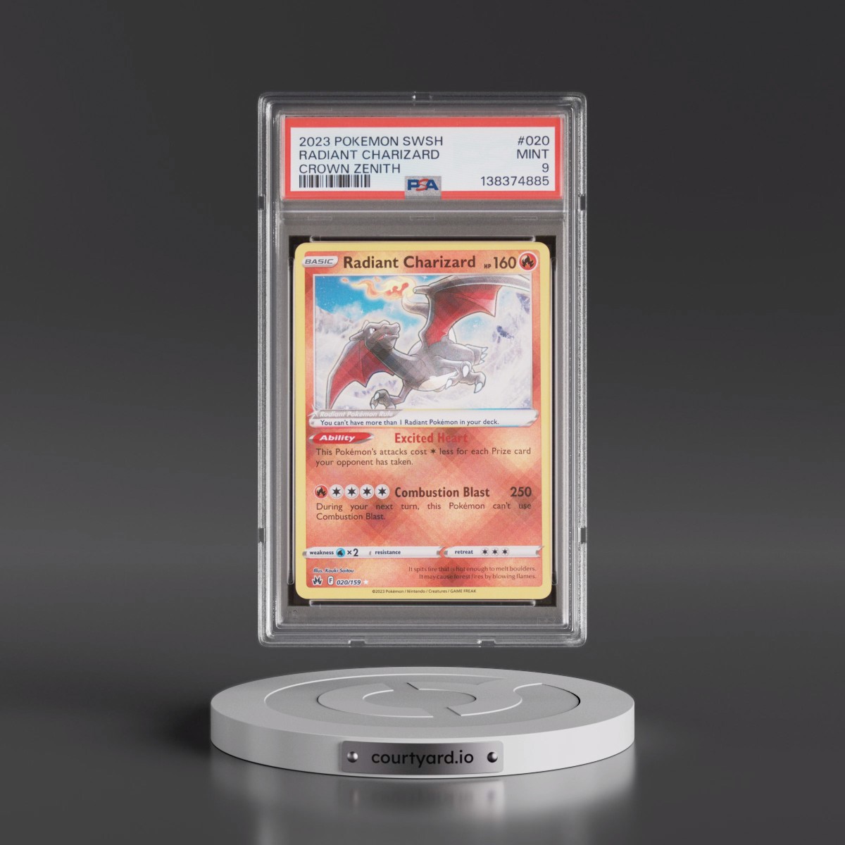 2023 Pokémon Sword and Shield Crown Zenith #020 Radiant Charizard - Holo (PSA 9 MINT)