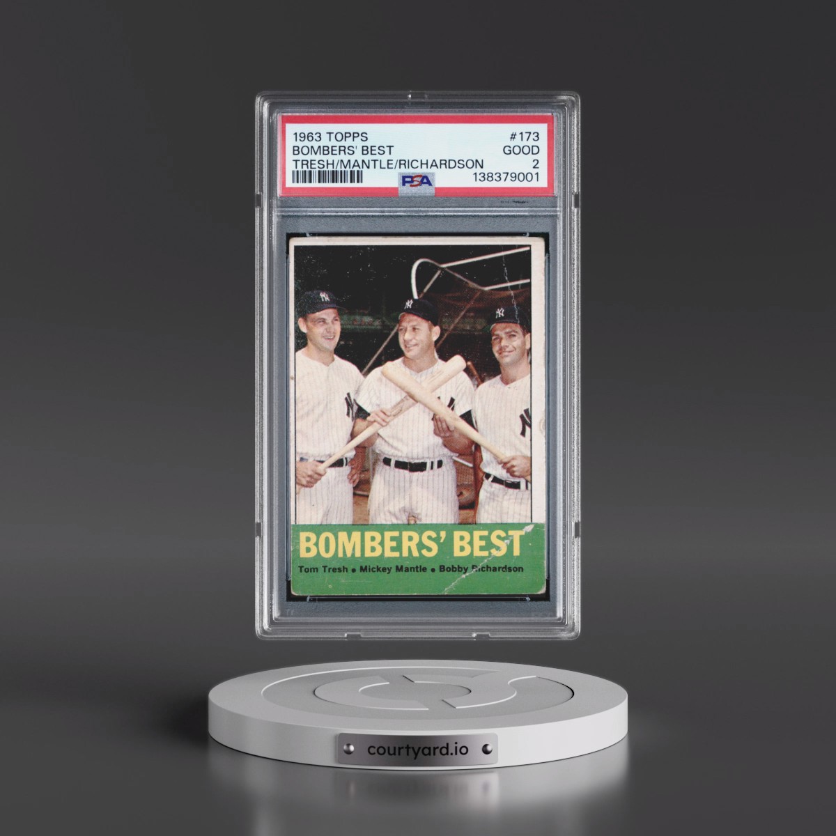 1963 Topps #173 Bombers' Best - Tresh/Mantle/Richardson (PSA 2 GOOD)