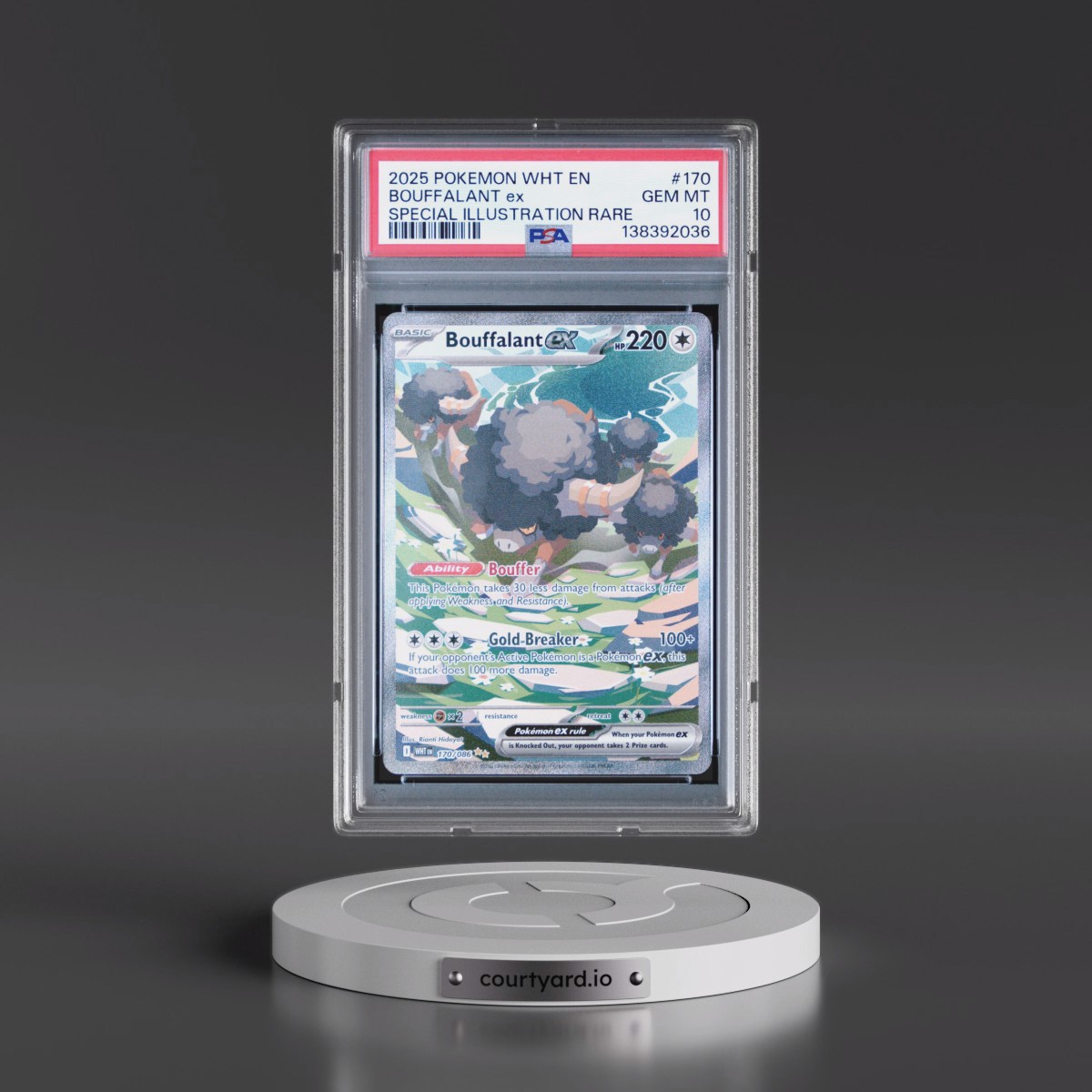 2025 Pokémon Wht EN-White Flare #170 Bouffalant EX - Holo Special Illustration Rare (PSA 10 GEM MINT)