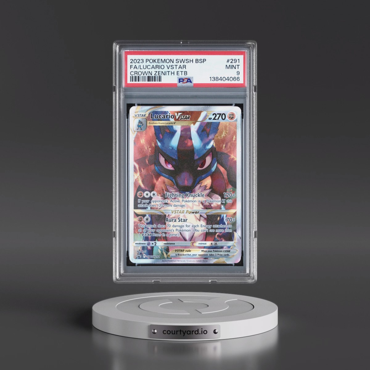 2023 Pokémon Swsh Black Star Promo #291 Lucario Vstar - Full Art Crown Zenith Elite Trainer Box (PSA 9 MINT)