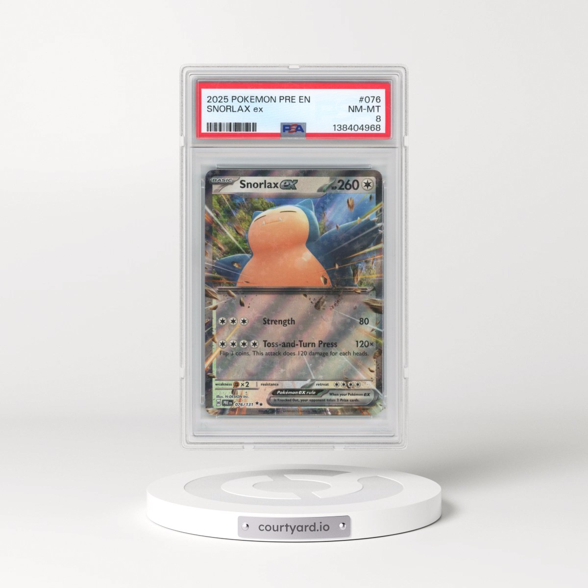 2025 Pokémon Pre EN-Prismatic Evolutions #076 Snorlax EX - Holo (PSA 8 NM-MT)
