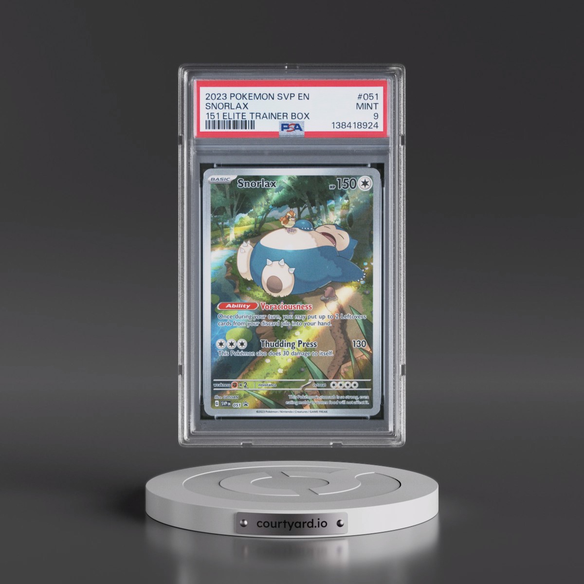 2023 Pokémon Svp EN-SV Black Star Promo #051 Snorlax - 151 Elite Trainer Box (PSA 9 MINT)