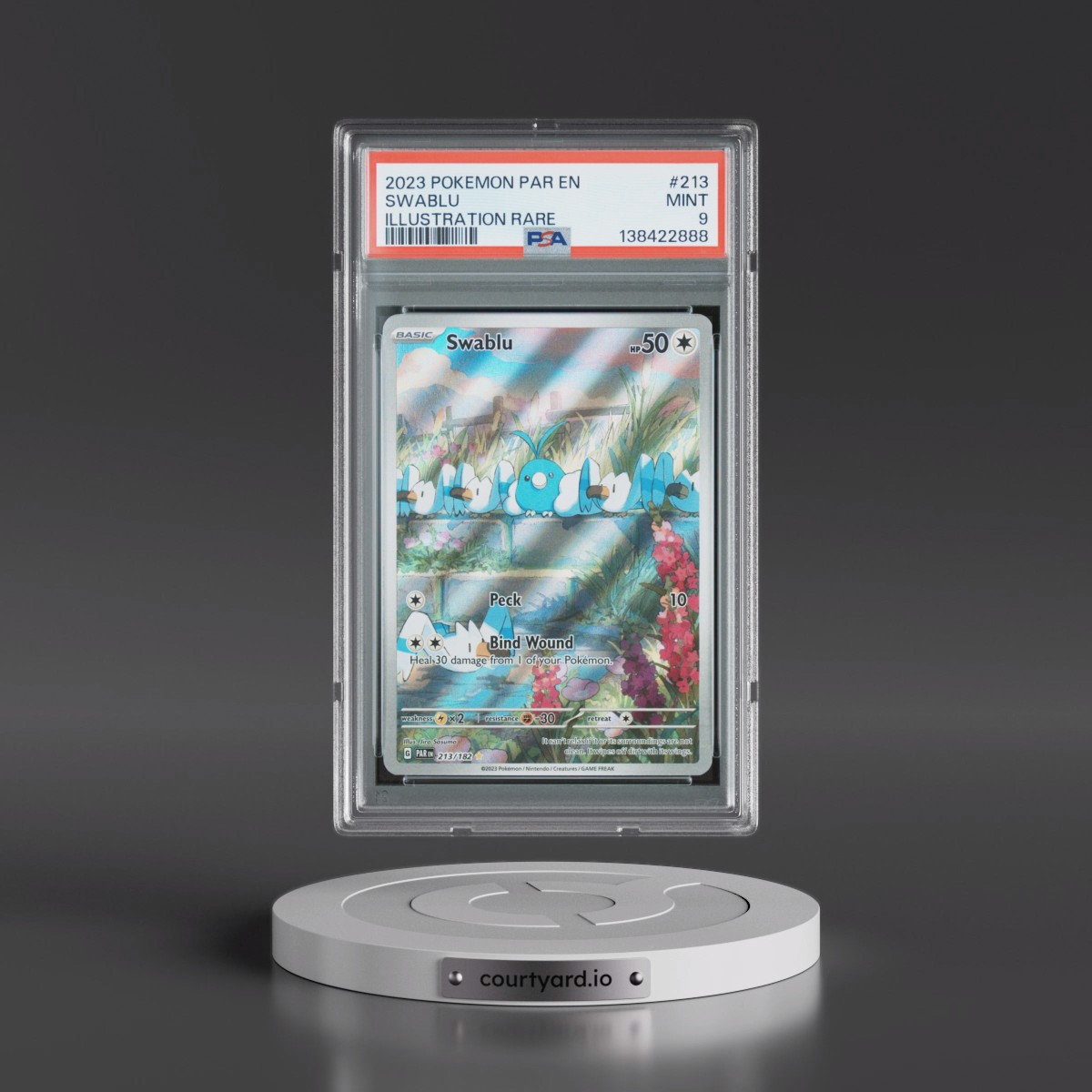 2023 Pokémon Par EN-Paradox Rift #213 Swablu - Illustration Rare (PSA 9 MINT)