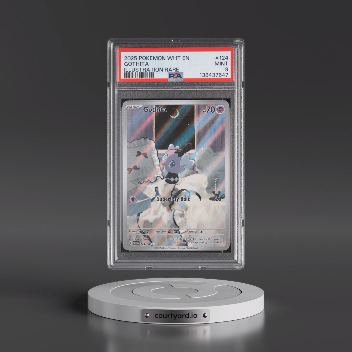 2025 Pokémon Wht EN-White Flare #124 Gothita - Illustration Rare (PSA 9 MINT)