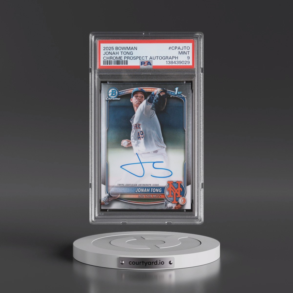 2025 Bowman Chrome Prospect Autographs #CPAJTO Jonah Tong (PSA 9 MINT)