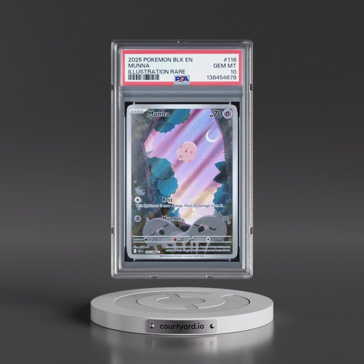 2025 Pokémon Blk EN-Black Bolt #116 Munna - Illustration Rare (PSA 10 GEM MINT)