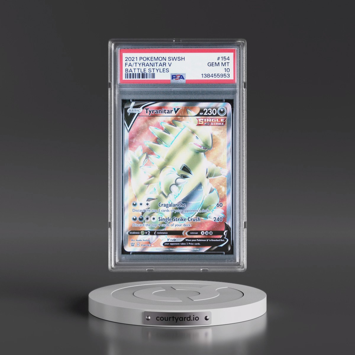 2021 Pokémon Sword & Shield Battle Styles #154 Tyranitar V - Holo Full Art (PSA 10 GEM MINT)
