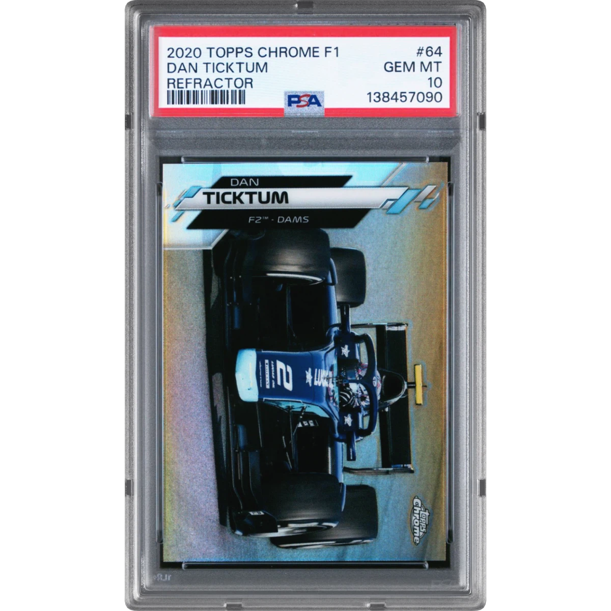 2020 Topps Chrome Formula 1 #64 Dan Ticktum - Refractor (PSA 10 GEM MINT)