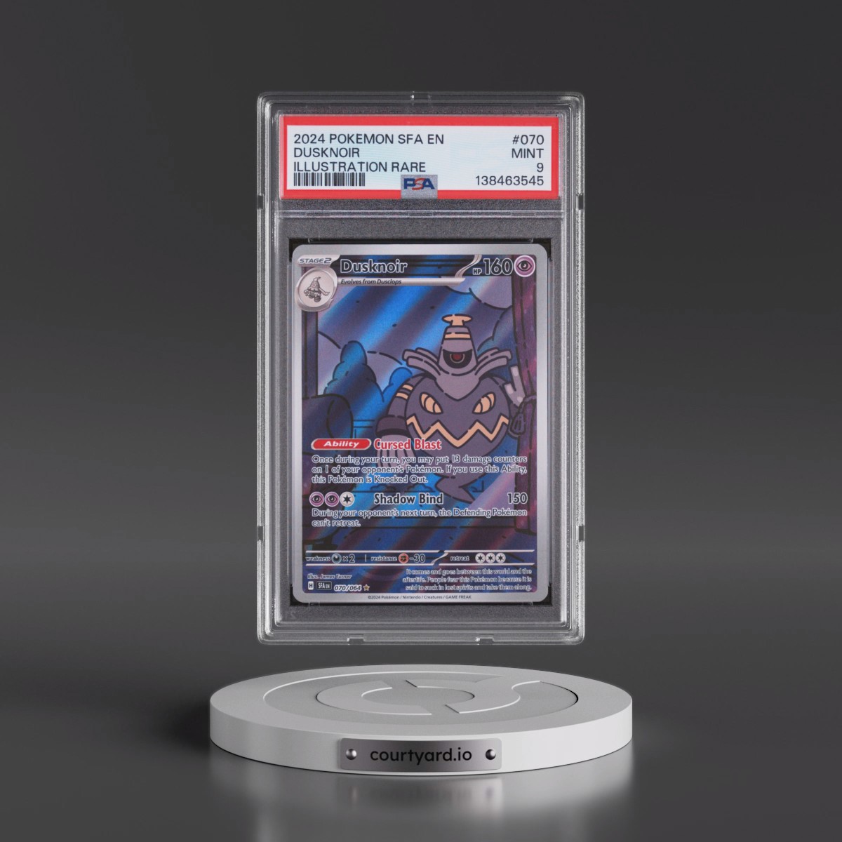 2024 Pokémon Sfa EN-Shrouded Fable #070 Dusknoir - Illustration Rare (PSA 9 MINT)