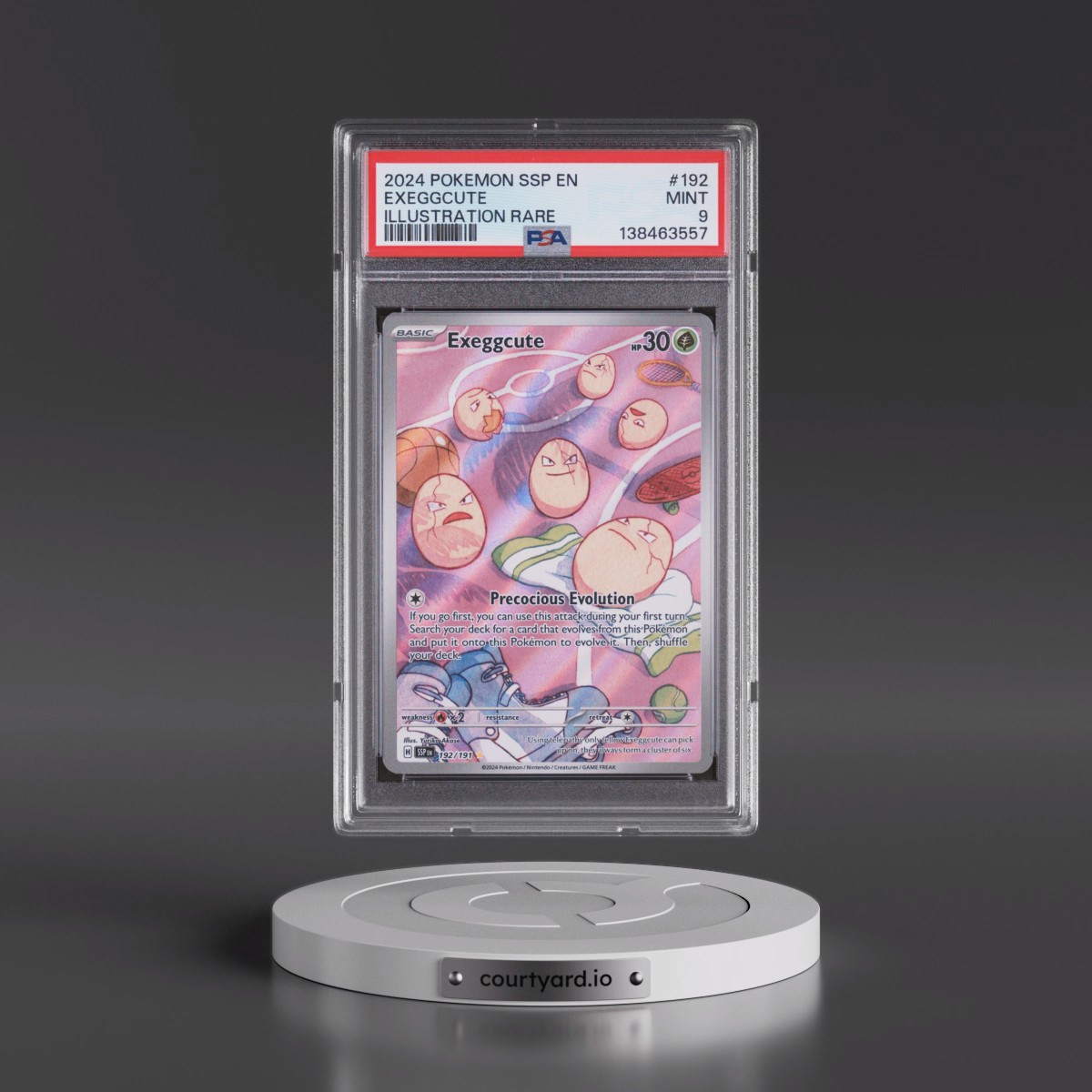 2024 Pokémon Ssp EN-Surging Sparks #192 Exeggcute - Illustration Rare (PSA 9 MINT)