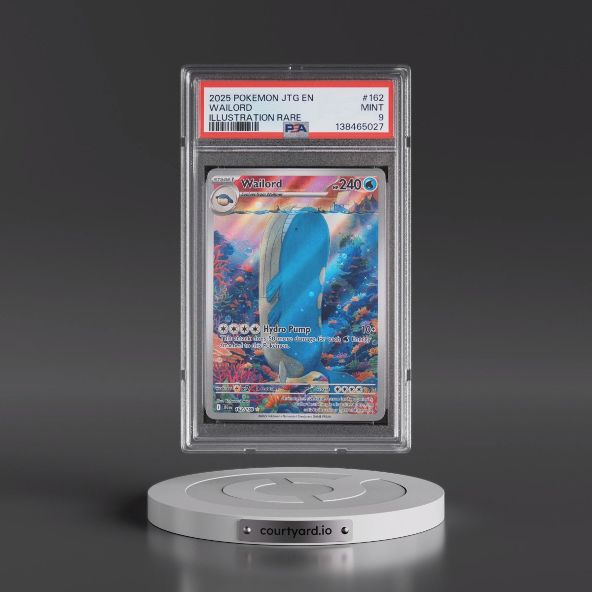 2025 Pokémon Jtg EN-Journey Together #162 Wailord - Illustration Rare (PSA 9 MINT)