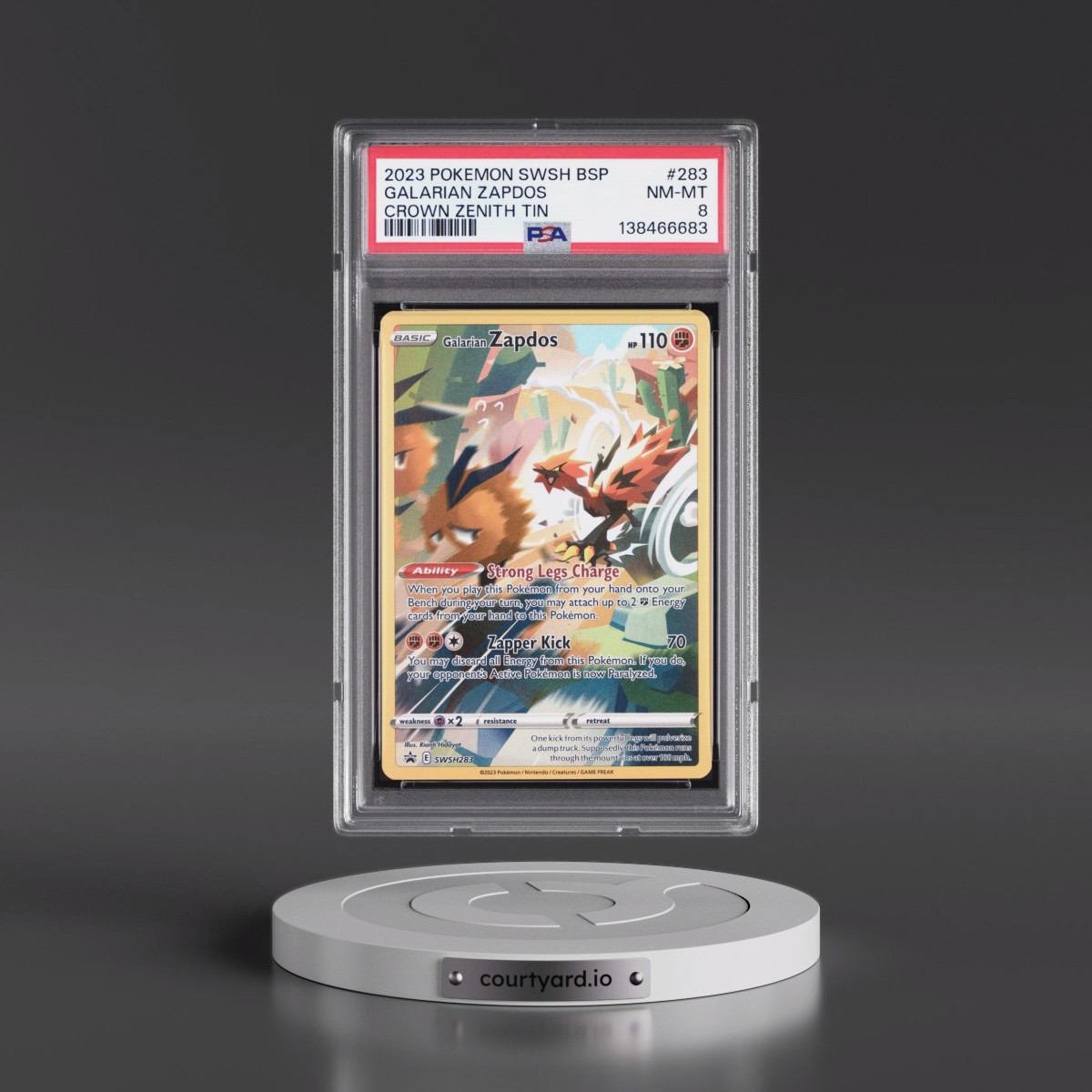 2023 Pokémon Swsh Black Star Promo #283 Galarian Zapdos - Crown Zenith Tin (PSA 8 NM-MT)