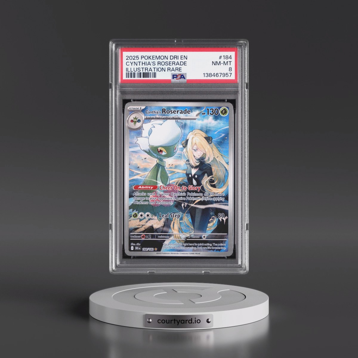 2025 Pokémon Dri EN-Destined Rivals #184 Cynthia's Roserade - Illustration Rare (PSA 8 NM-MT)