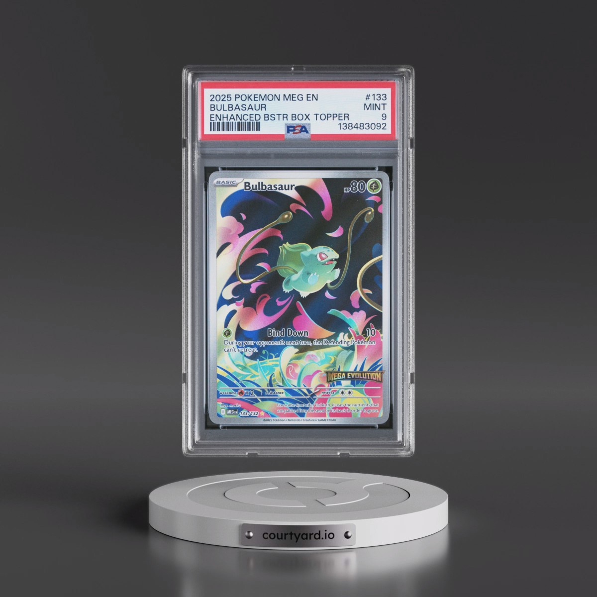 2025 Pokémon Meg EN-Mega Evolution #133 Bulbasaur - Enhanced Booster Box Topper (PSA 9 MINT)