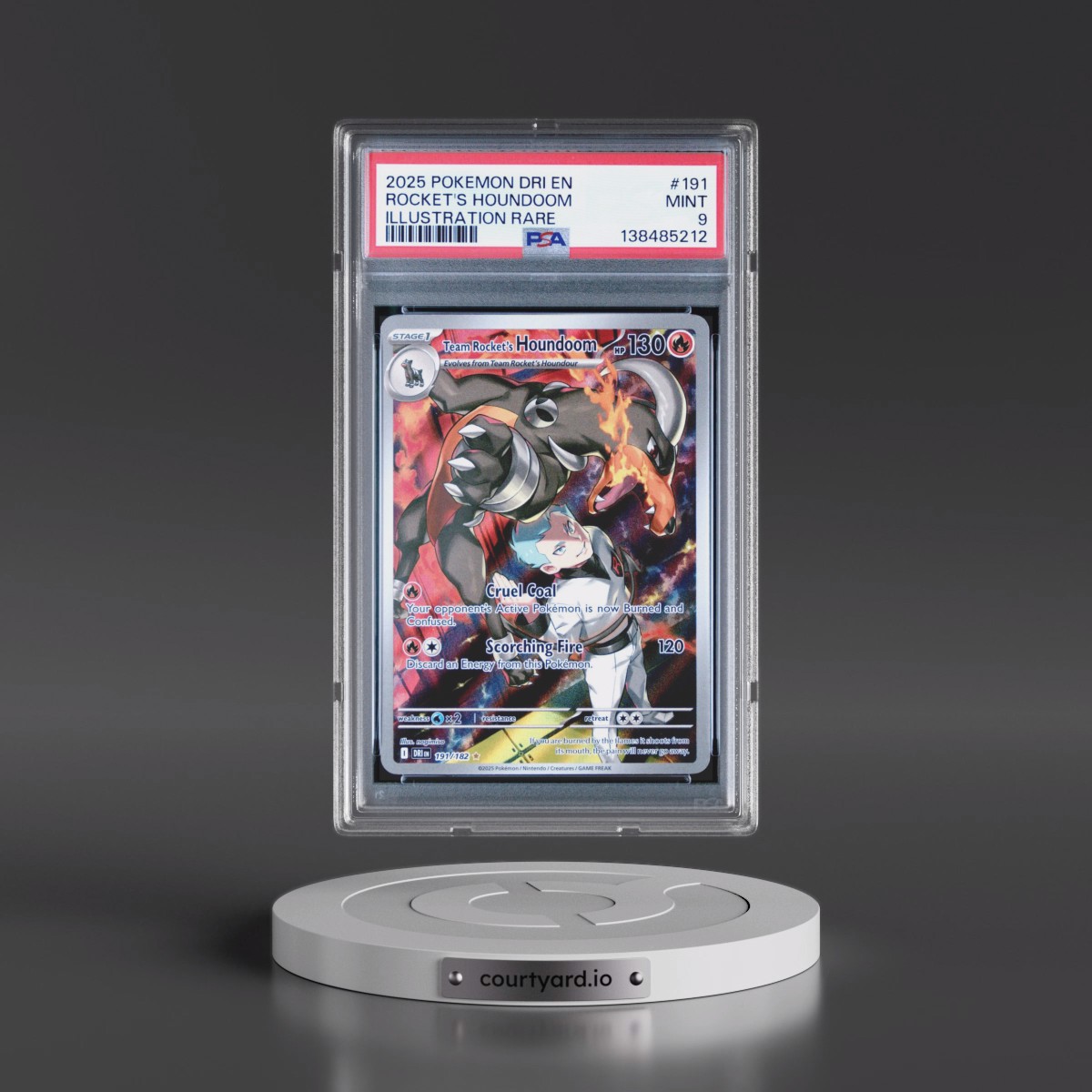 2025 Pokémon Dri EN-Destined Rivals #191 Team Rocket's Houndoom - Illustration Rare (PSA 9 MINT)