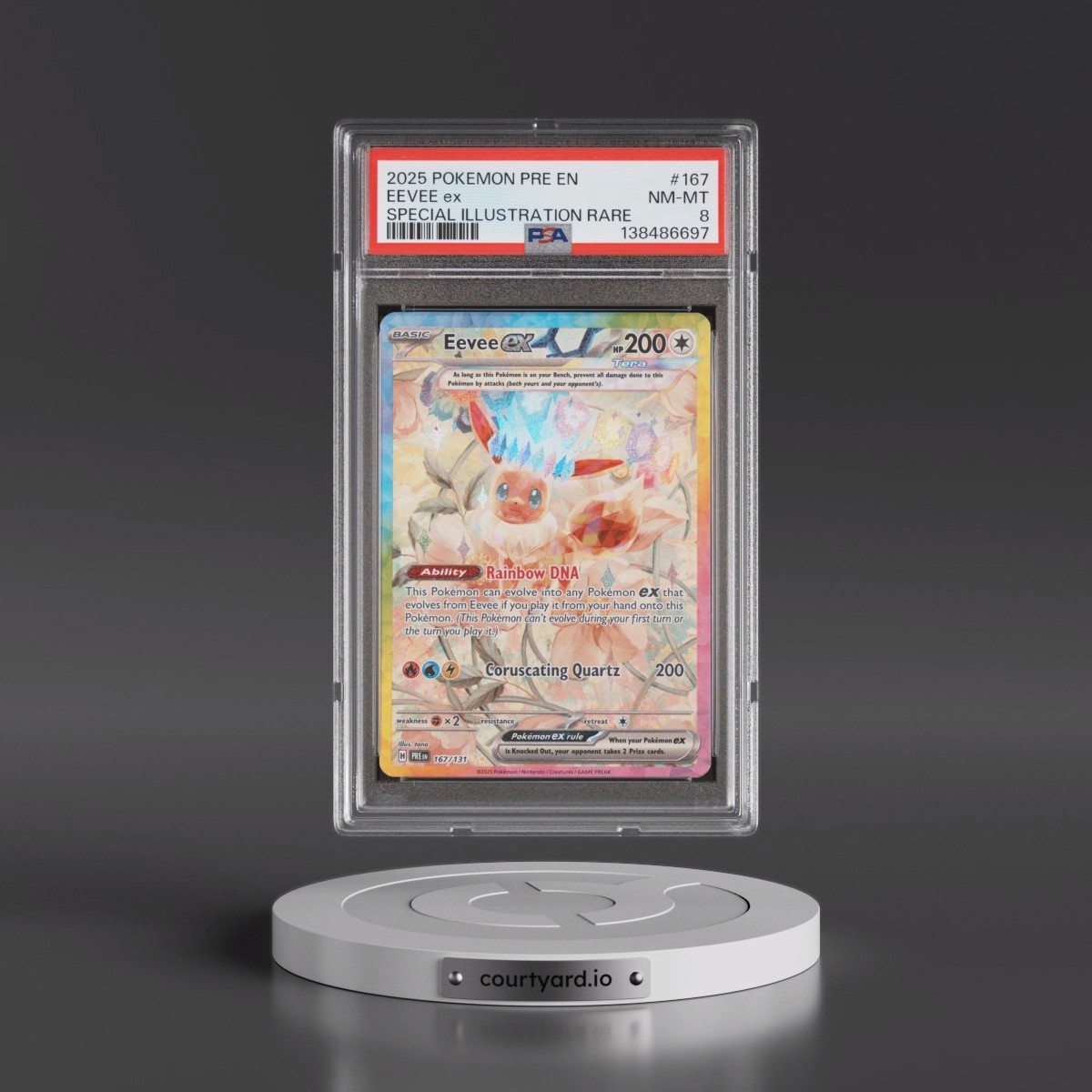 2025 Pokémon Pre EN-Prismatic Evolutions #167 Eevee EX - Holo Special Illustration Rare (PSA 8 NM-MT)