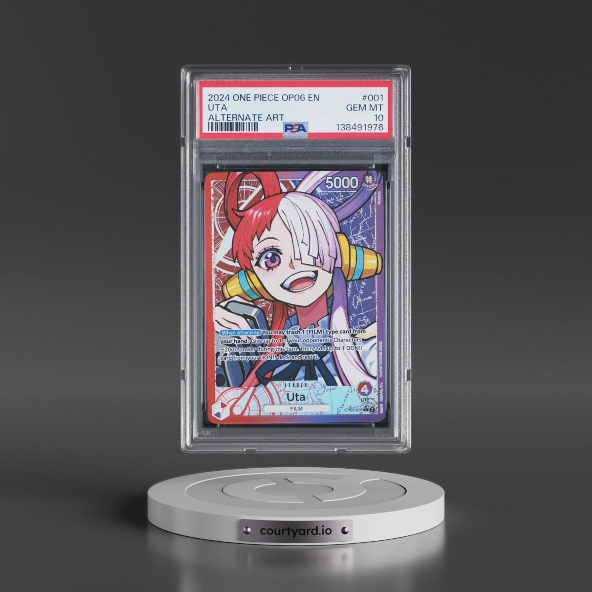 2024 One Piece OP06-Wings of the Captain #001 Uta - Alternate Art (PSA 10 GEM MINT)