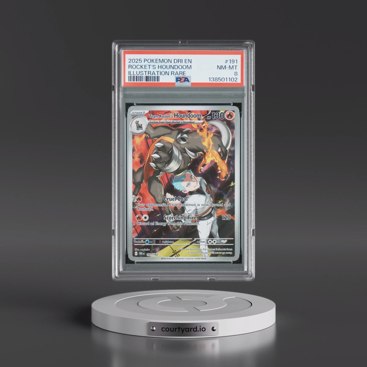 2025 Pokémon Dri EN-Destined Rivals #191 Team Rocket's Houndoom - Illustration Rare (PSA 8 NM-MT)