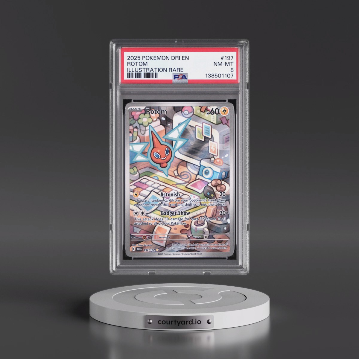 2025 Pokémon Dri EN-Destined Rivals #197 Rotom - Illustration Rare (PSA 8 NM-MT)